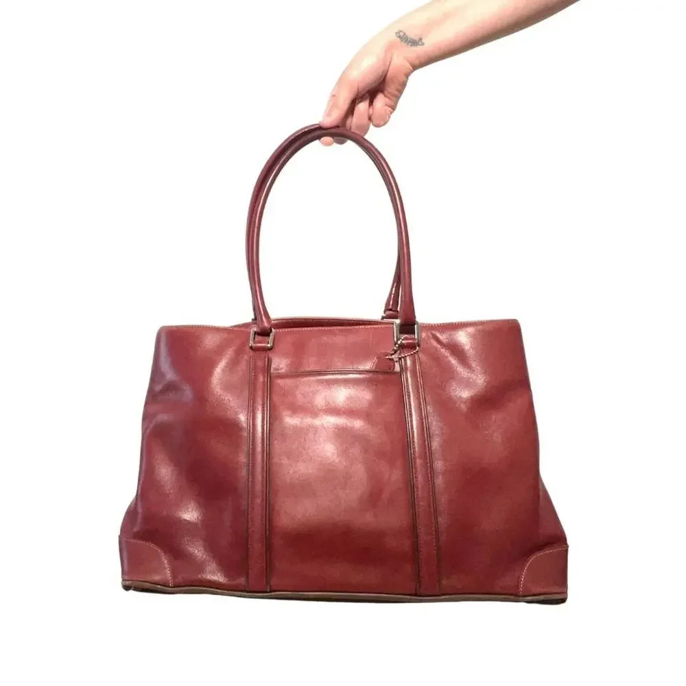 Vintage Coach Hampton Leather Tote Bag 7515 Red Cherry Great Condition Work Tote